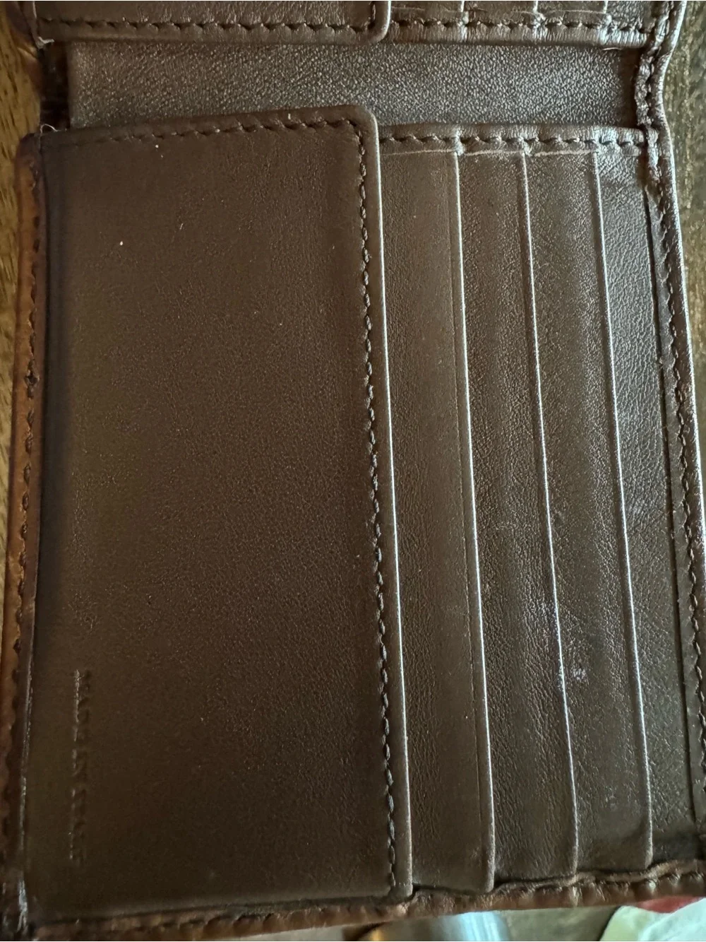 Men's Burberry Wallet in Beige Plaid with Brown Leather Trim